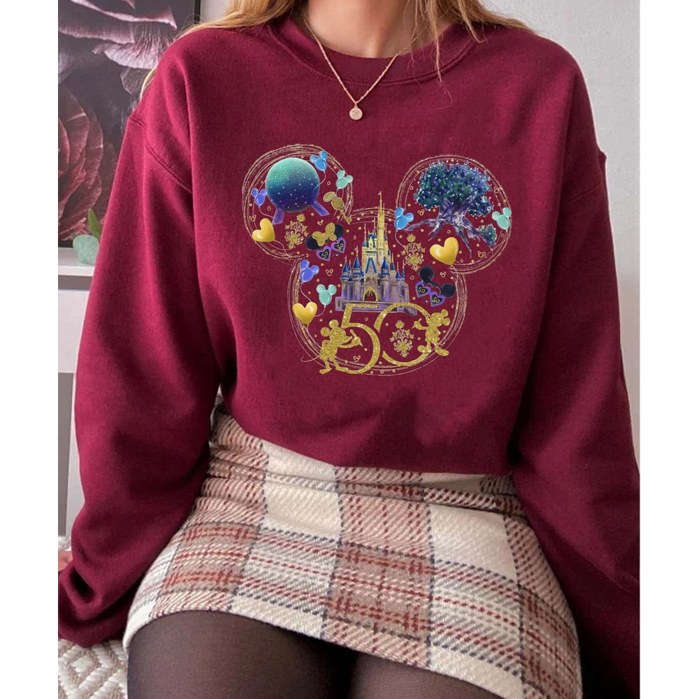 Mickey and Minnie Disney 50th Anniversary Sweatshirt Walt Disney World Shirt Magic Kingdom Epcot Park Disneyland Vacation Trip - 2.jpg