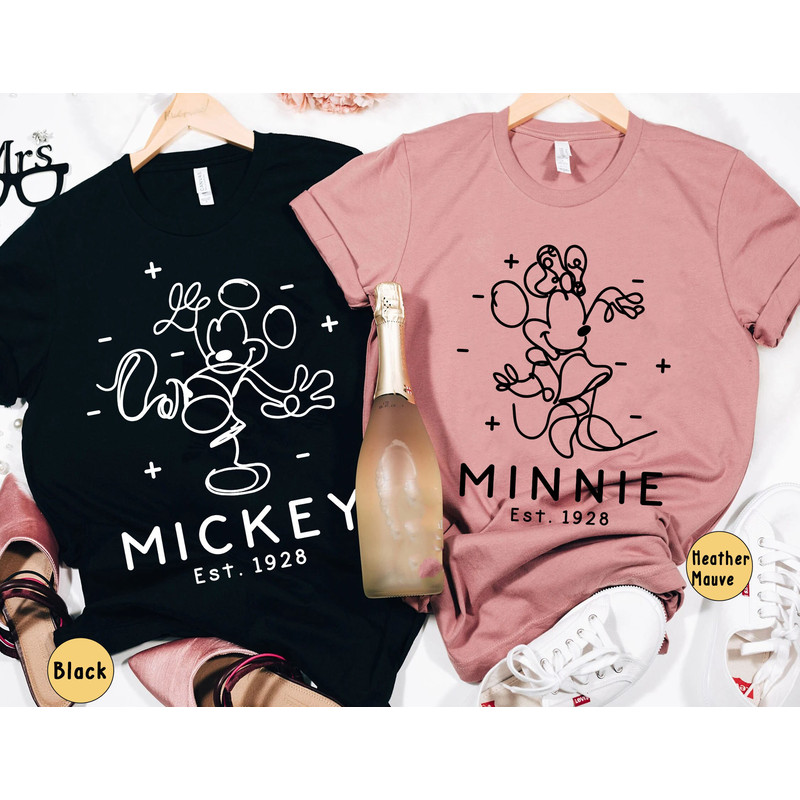 Mickey And Minnie Minimalist Est 1928 Shirt  Disney Couple Matching T-shirt  Walt Disney World Shirt  Disneyland Trip Couple Outfits - 1.jpg