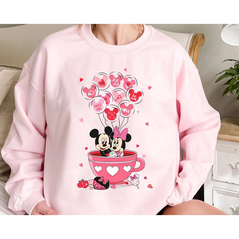 Mickey and Minnie Mouse Valentine Balloon Tea Cup Shirt  Disney Valentine's Day T-shirt  Disneyland Couple Matching  Magic Kingdom Trip - 2.jpg
