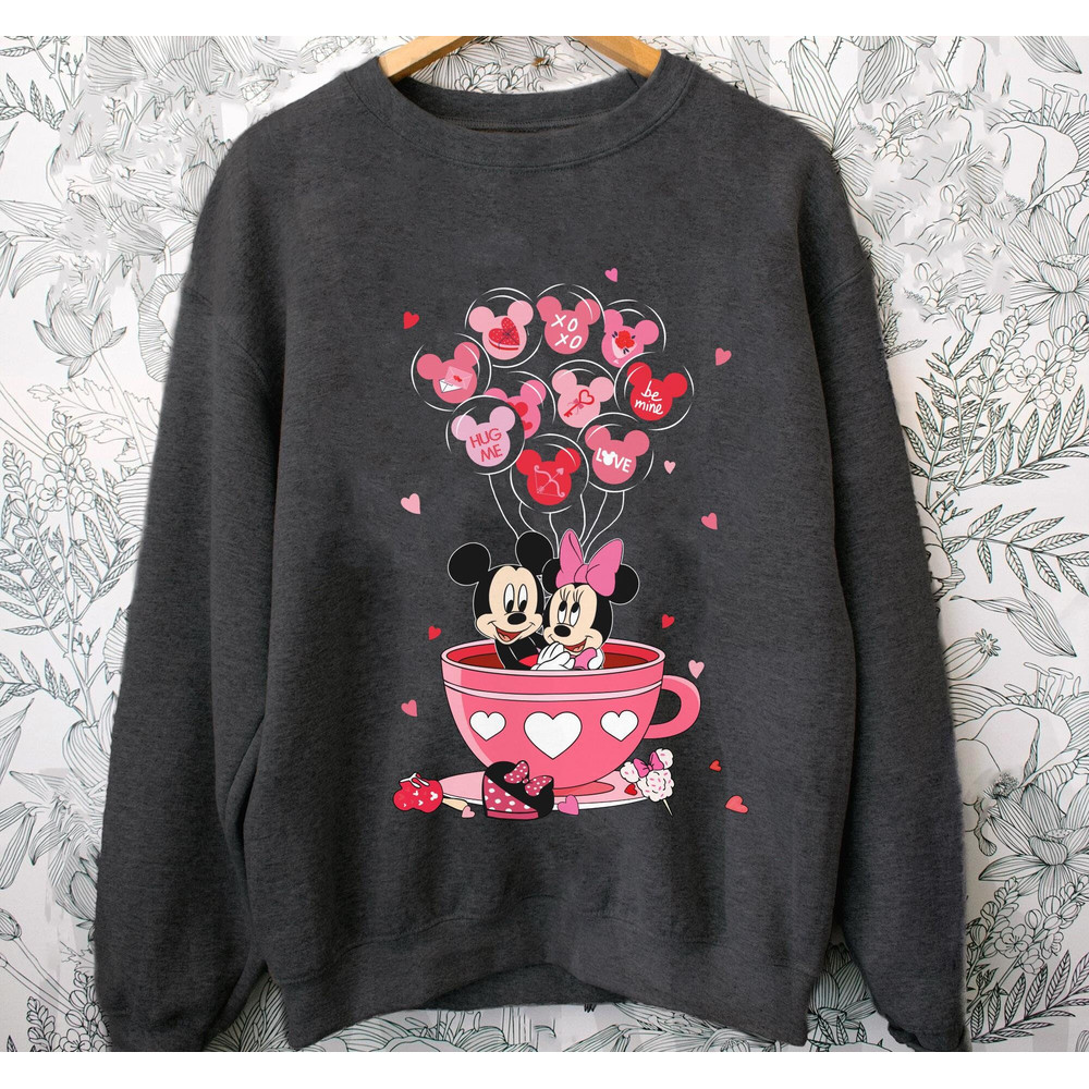 Mickey and Minnie Mouse Valentine Balloon Tea Cup Shirt  Disney Valentine's Day T-shirt  Disneyland Couple Matching  Magic Kingdom Trip - 5.jpg