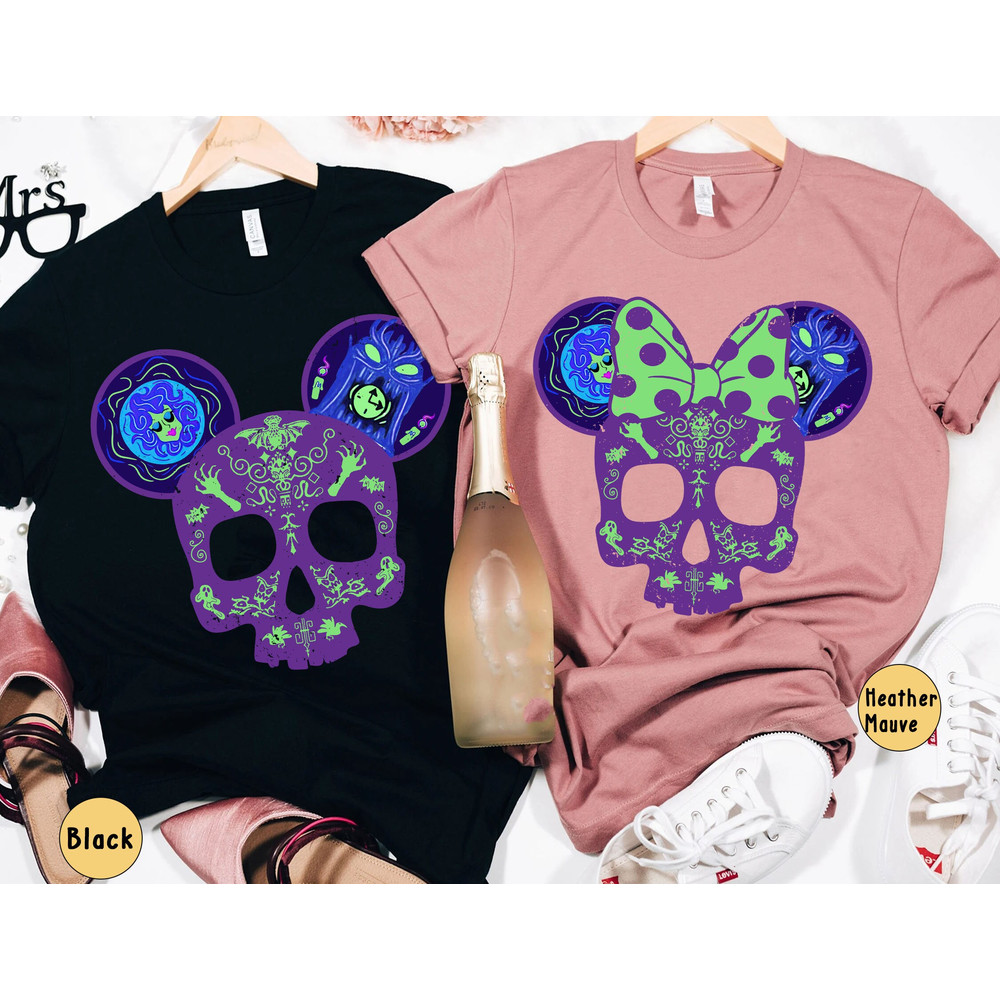 Mickey and Minnie The Haunted Mansion Skull Couple Shirt Disney Halloween Couple Matching T-shirt Walt Disney World Disneyland Trip - 1.jpg