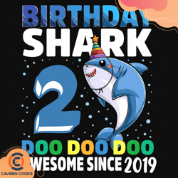 birthday shark 2 doo doo doo awesome since 2019 sv
