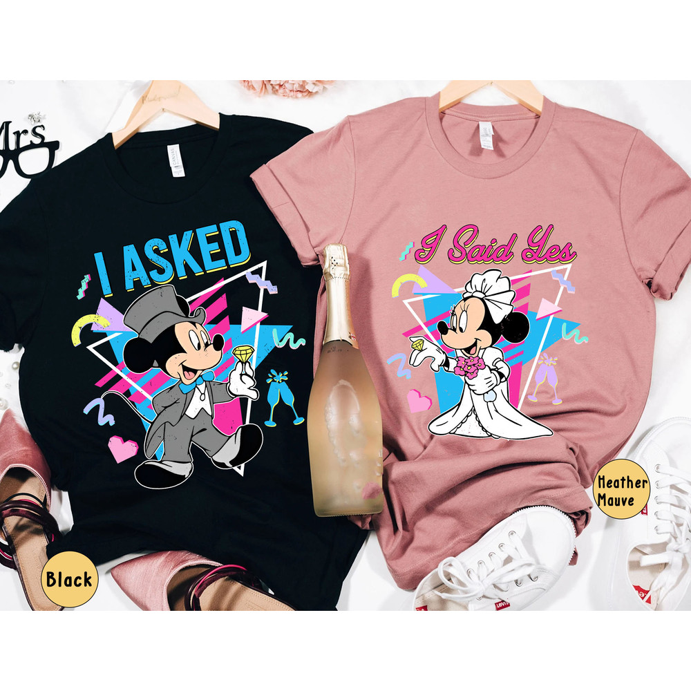 Mickey Minnie Bride and Groom I Asked I Said Yes Matching Shirt Retro Disney Wedding T-shirt Just Married Honeymoon Disneyland Trip - 1.jpg