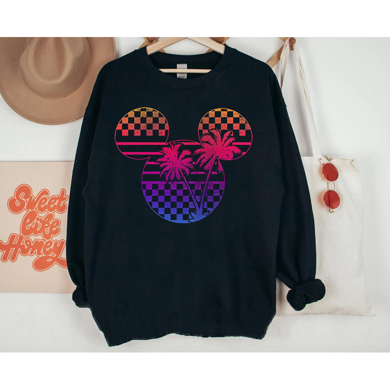 Mickey Mouse Head Checkerboard Palm Tree Shirt Disney Summer 2023 T-shirt Walt Disney World Shirt Disneyland Family Trip - 2.jpg