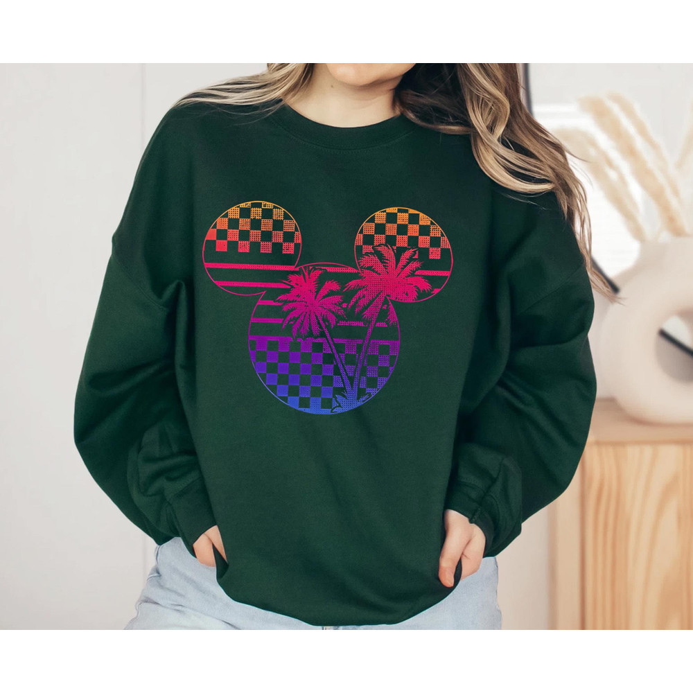 Mickey Mouse Head Checkerboard Palm Tree Shirt Disney Summer 2023 T-shirt Walt Disney World Shirt Disneyland Family Trip - 3.jpg