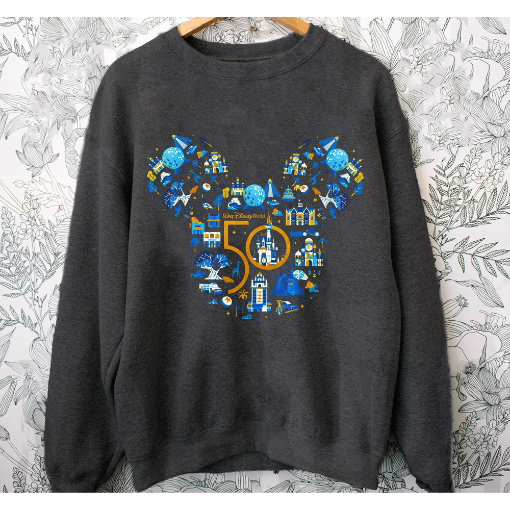 Mickey Walt Disney World 50th Anniversary Sweatshirt    Disney Park Shirt  Magic Kingdom  Epcot Park  Disneyland Vacation  Family Trip - 1.jpg