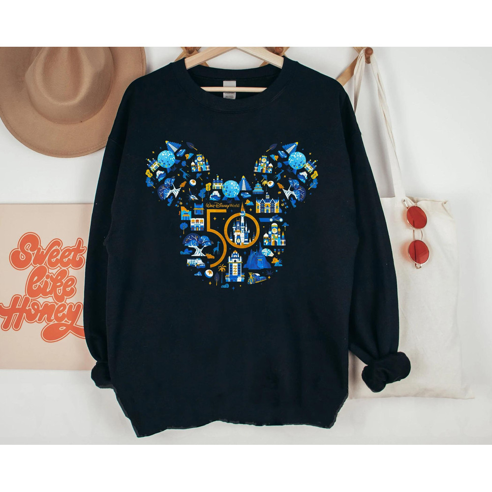 Mickey Walt Disney World 50th Anniversary Sweatshirt    Disney Park Shirt  Magic Kingdom  Epcot Park  Disneyland Vacation  Family Trip - 2.jpg
