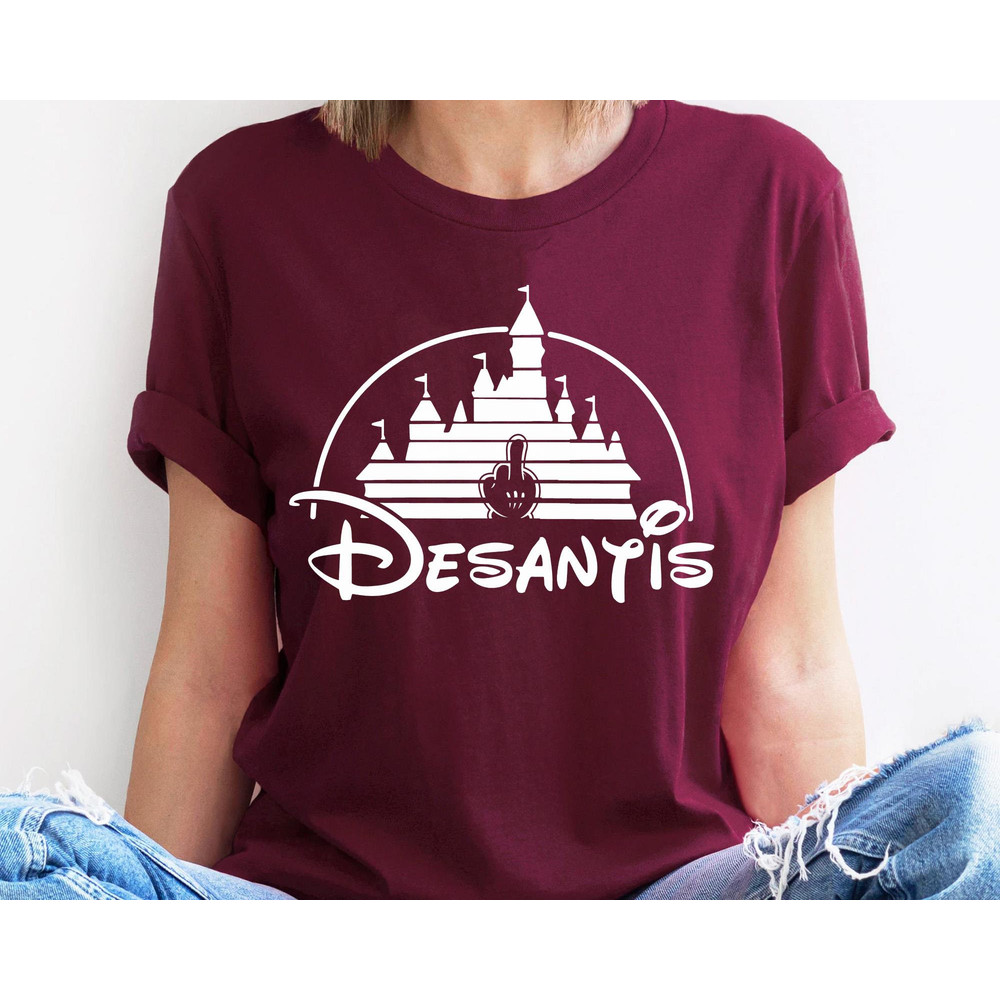 Middle Finger Desantis Disney Castle T-shirt Funny Disney Shirt Walt Disney World Magic Kingdom Disneyland Trip Disney Gift Ideas - 1.jpg