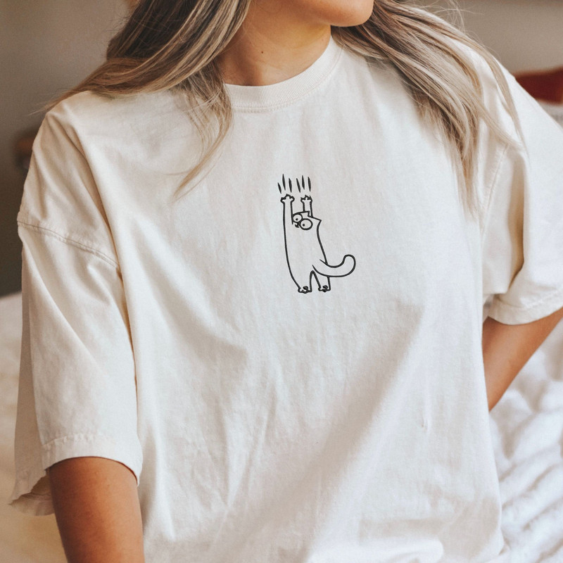 EMBROIDERED cat shirt, comfort colors shirt, embroidered tshirt, cat, animal shirt, pet shirt, funny embroidered shirt, funny shirt - 1.jpg