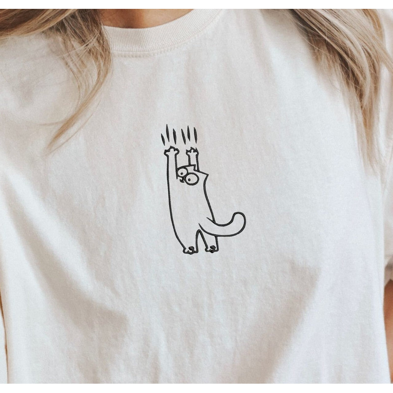 EMBROIDERED cat shirt, comfort colors shirt, embroidered tshirt, cat, animal shirt, pet shirt, funny embroidered shirt, funny shirt - 2.jpg