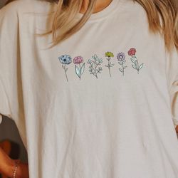embroidered daisy comfort colors shirt, daisy shirt, comfort colors shirt, comfort co