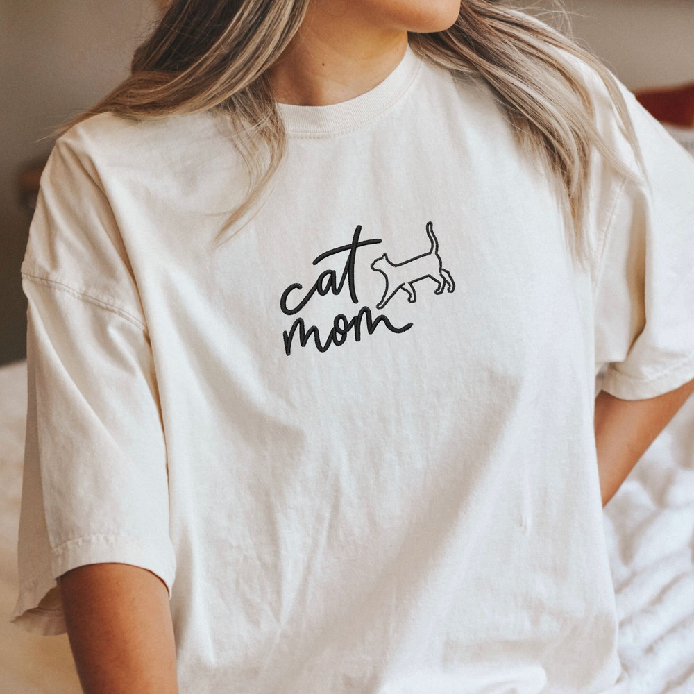 EMBROIDERED shirt, cat shirt, animal, pets shirt, embroidered cat shirt, cat mom, cat lover, cats, embroidered tshirt, comfort colors shirt - 1.jpg