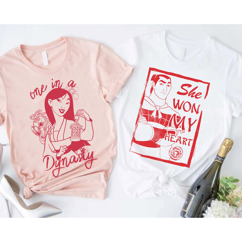 Mulan and Li Shang Valentine Couple Matching Shirt  Disney World Valentine's Day T-shirt  Disneyland Vacation Trip Gift for Him Her - 1.jpg