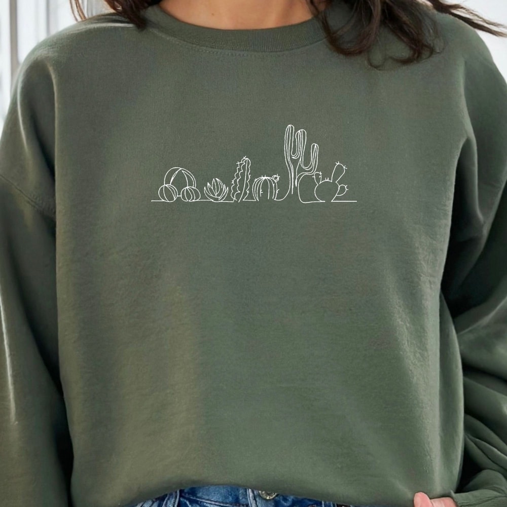 EMBROIDERED succulent crew, plant crewneck, embrodiered plants, garden, plant lover, plant clothing, embroidered crewneck, plantaholic - 1.jpg