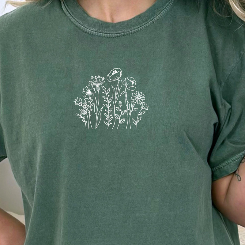 EMBROIDERED wildflower shirt, floral shirt, comfort colors shirt, plants shirt, flowers shirt, embrodiered shirt embroidered t-shirt - 1.jpg