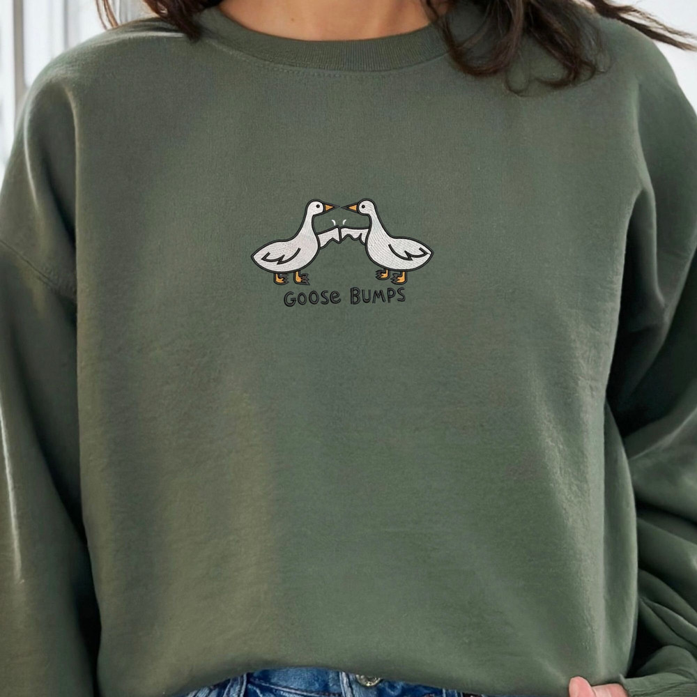 Goose embroidered sweatshirt, embroidered crewneck, embroidered sweatshirt, animal, embroidered, goose sweatshirt, funny crewneck - 1.jpg