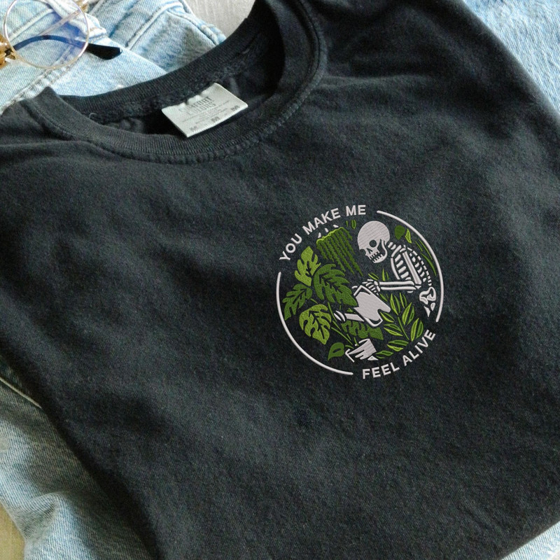 Plant embroidered shirt, comfort colors embroidered shirt, skeleton shirt, embrodiered t-shirt comfort colors shirt, embroidery, funny - 1.jpg