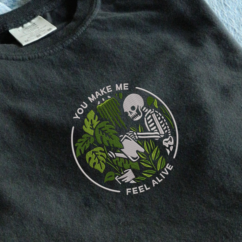 Plant embroidered shirt, comfort colors embroidered shirt, skeleton shirt, embrodiered t-shirt comfort colors shirt, embroidery, funny - 2.jpg