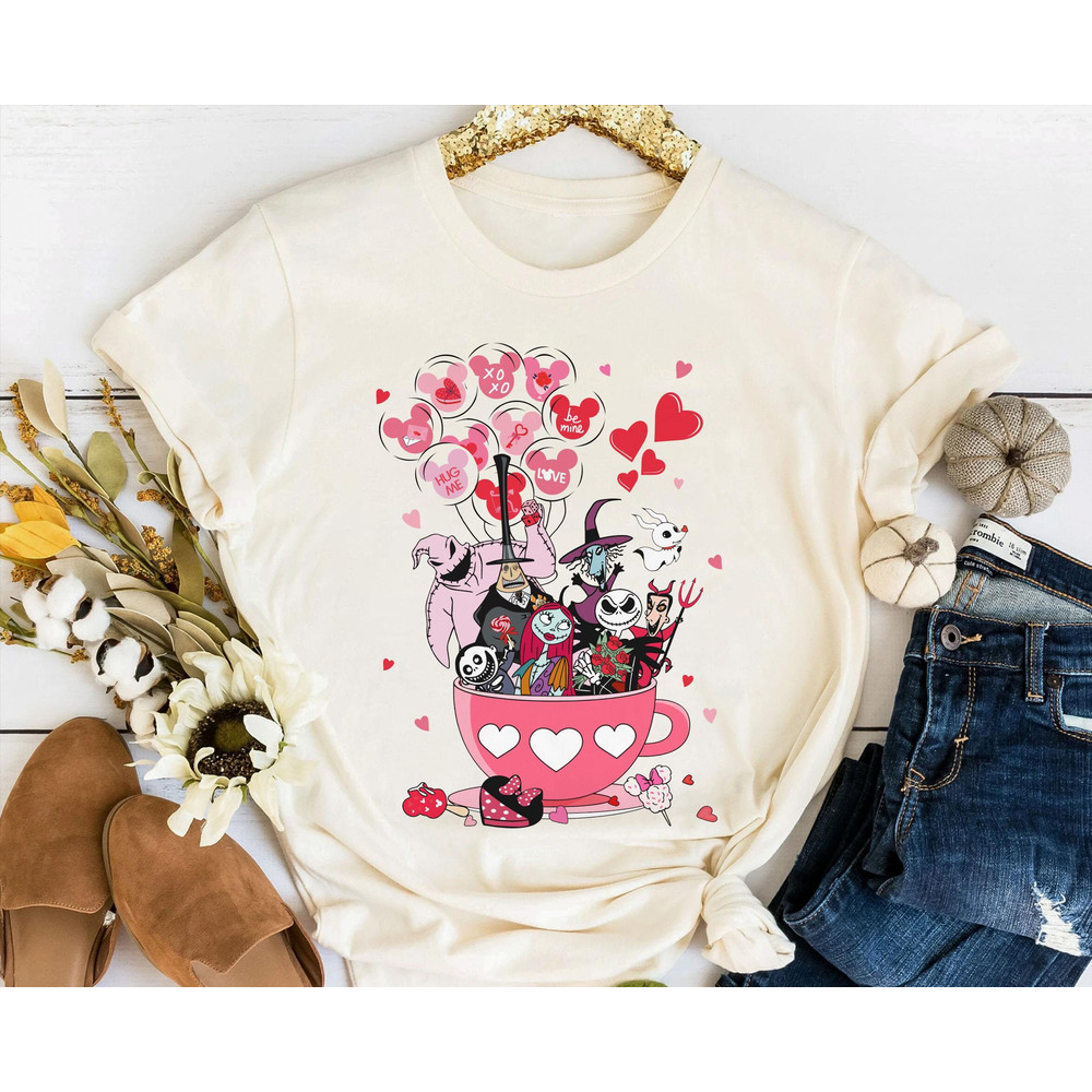 Nightmare before Christmas Mickey Balloon Tea Cup Shirt  Jack Sally Zero  Disney Valentine's Day Tee  Disneyland Couple Matching Trip - 3.jpg