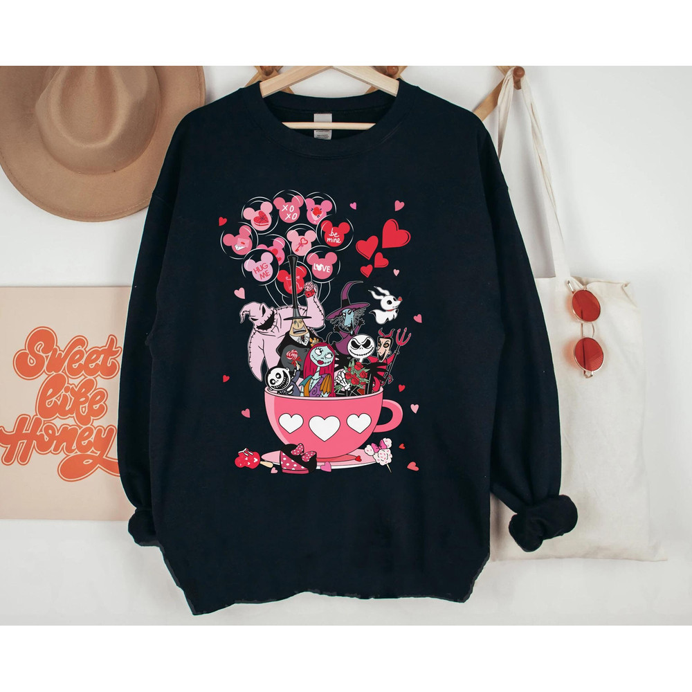 Nightmare before Christmas Mickey Balloon Tea Cup Shirt  Jack Sally Zero  Disney Valentine's Day Tee  Disneyland Couple Matching Trip - 4.jpg