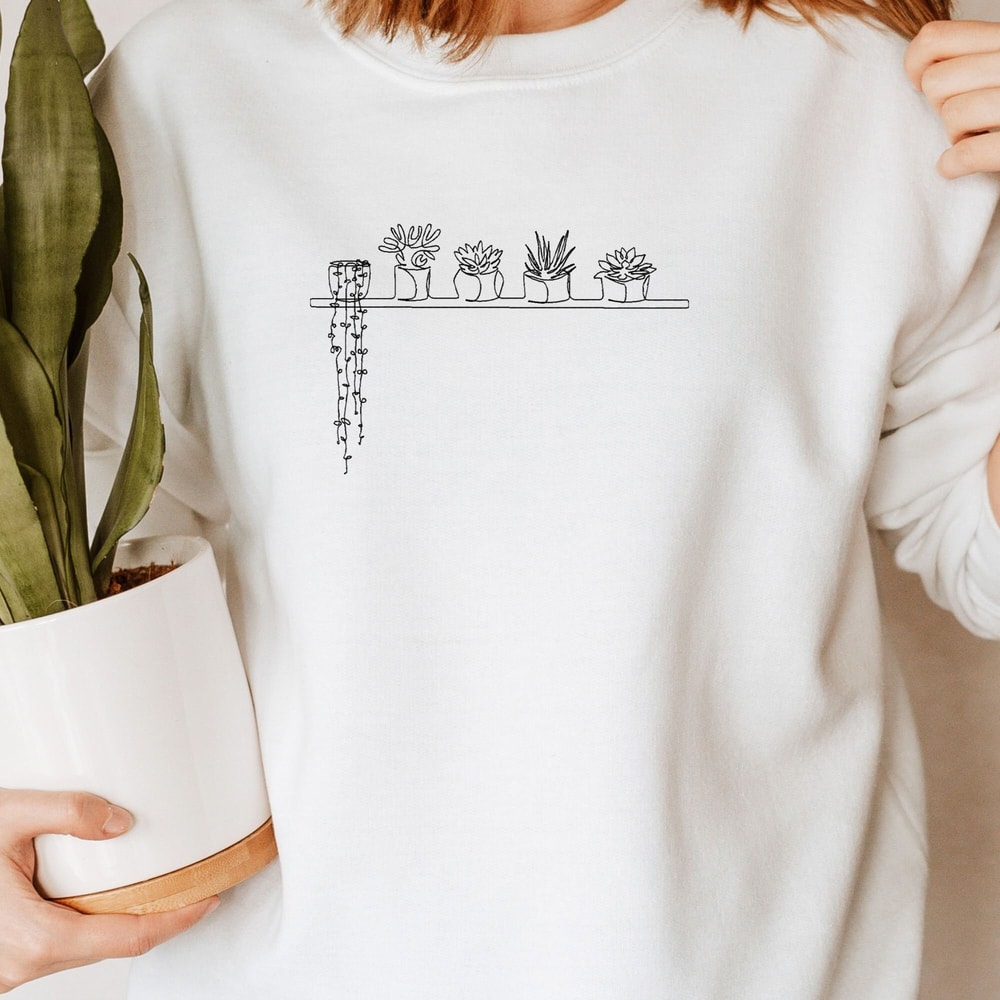 Plant EMBROIDERED sweatshirt, plant sweatshirt, embroidered sweatshirt, plant lover, plants, plant clothes - 1.jpg