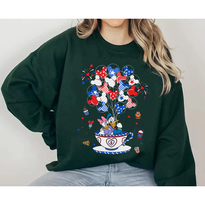 Patriotic Donald And Daisy USA Flag Balloon Tea Cup Shirt Cute Disney 4Th Of July T-shirt Disney Independence Day Disneyland Trip - 4.jpg