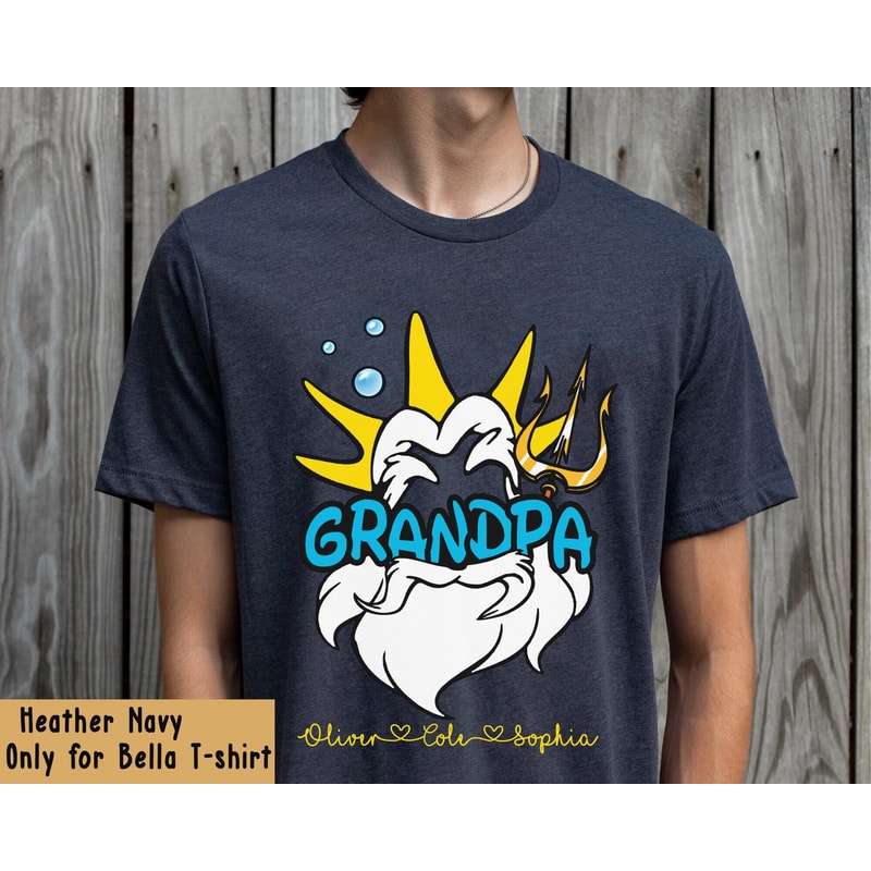 Personalized King Triton Little Mermaid Grandpa Disney Shirt Dad With Custom Kids Names T-shirt Disney Grandpa Tee Father's Day Gift - 1.jpg
