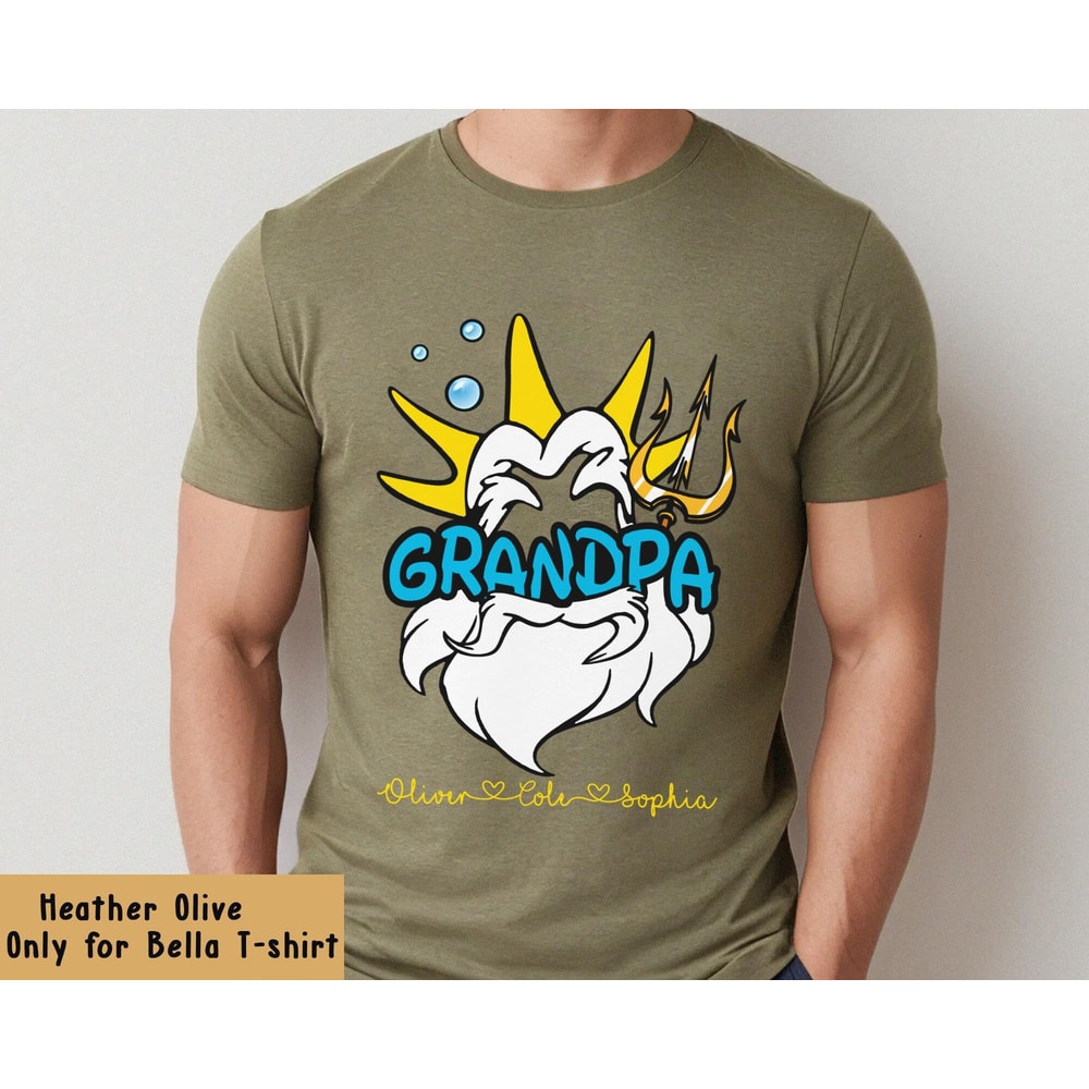 Personalized King Triton Little Mermaid Grandpa Disney Shirt Dad With Custom Kids Names T-shirt Disney Grandpa Tee Father's Day Gift - 2.jpg