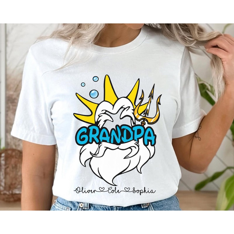 Personalized King Triton Little Mermaid Grandpa Disney Shirt Dad With Custom Kids Names T-shirt Disney Grandpa Tee Father's Day Gift - 4.jpg
