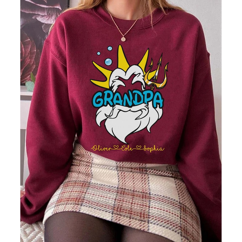 Personalized King Triton Little Mermaid Grandpa Disney Shirt Dad With Custom Kids Names T-shirt Disney Grandpa Tee Father's Day Gift - 5.jpg