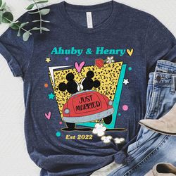 personalized mickey and minnie just married shi