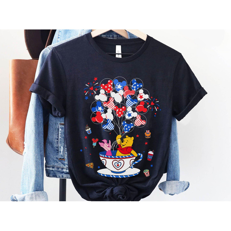 Pooh And Piglet Balloon Tea Cup 4Th Of July Shirt  Disney Patriotic USA Flag T-shirt  Disney Independence Day Tee  Walt Disney World - 1.jpg
