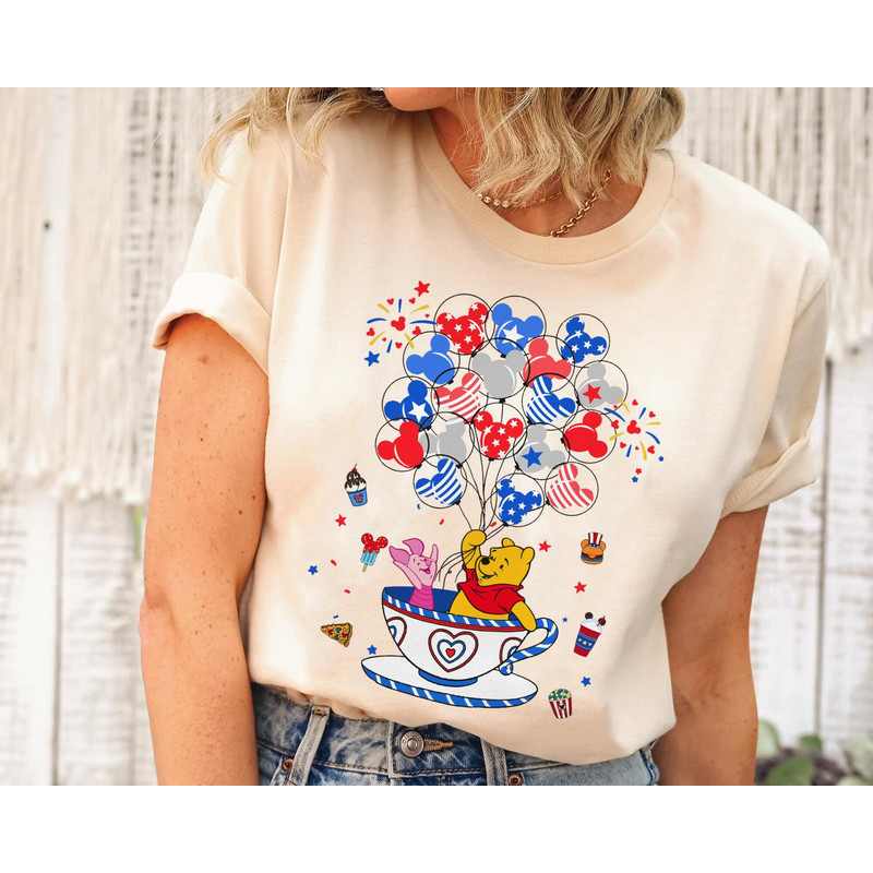Pooh And Piglet Balloon Tea Cup 4Th Of July Shirt  Disney Patriotic USA Flag T-shirt  Disney Independence Day Tee  Walt Disney World - 4.jpg
