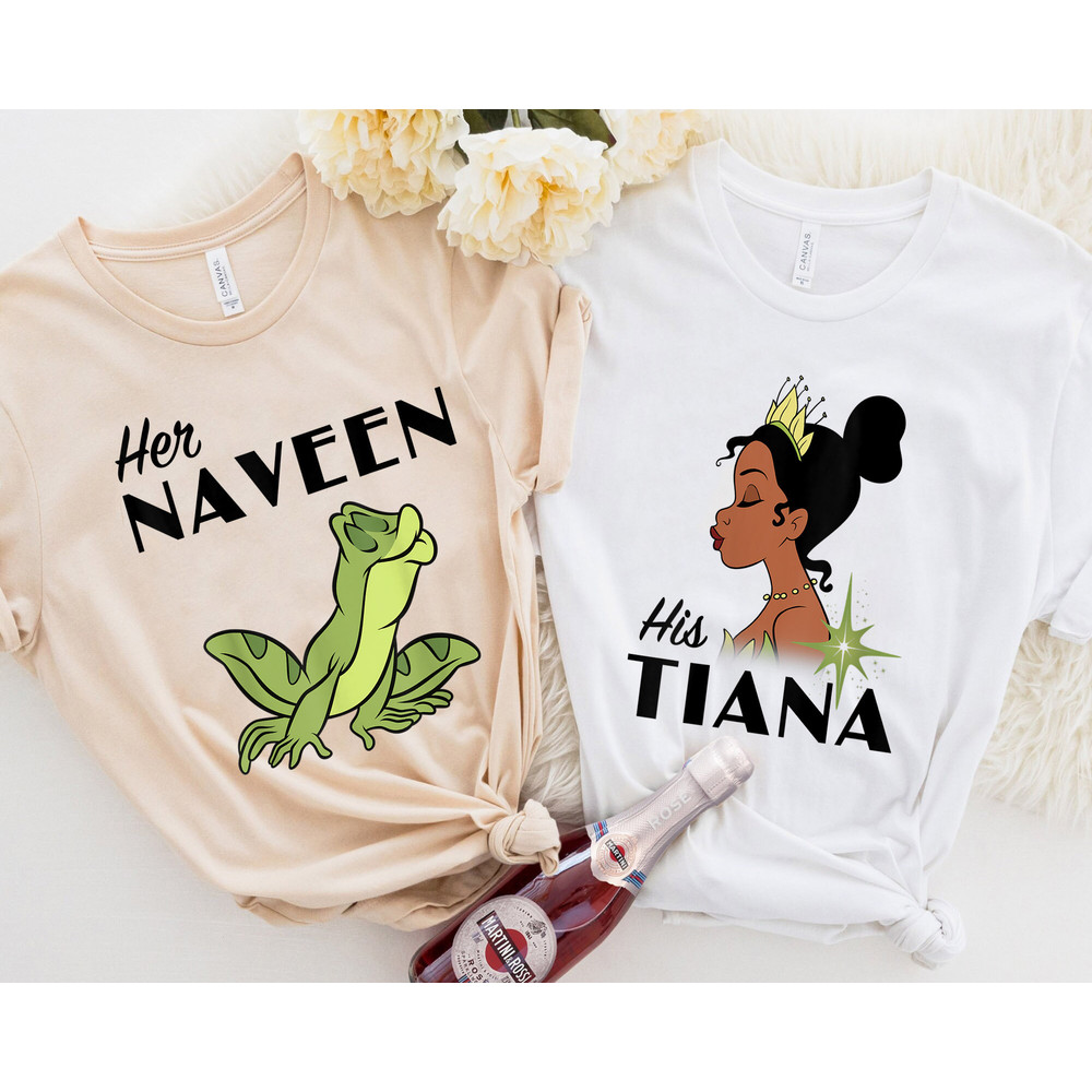 Princess and Frog Her Naveen His Tiana Shirt Disney Valentine's Day Couple Matching T-shirt Disney Disneyland Vacation Trip Tee - 1.jpg