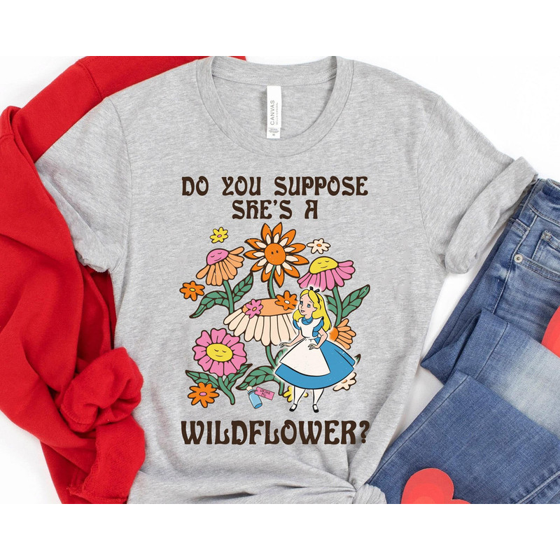 Retro 70s Alice In Wonderland Do You Suppose She’s A Wildflower Shirt Walt Disney World Disneyland Trip Outfits Magic Kingdom - 1.jpg