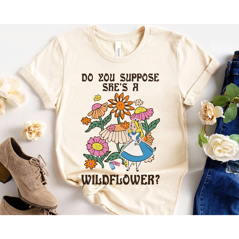 Retro 70s Alice In Wonderland Do You Suppose She’s A Wildflower Shirt Walt Disney World Disneyland Trip Outfits Magic Kingdom - 2.jpg
