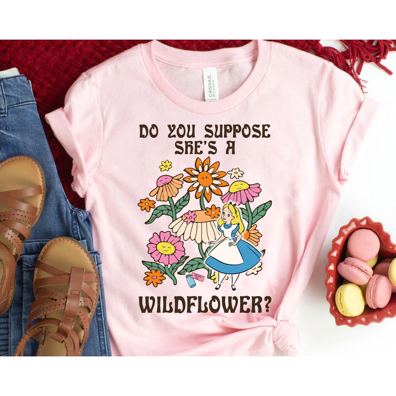 Retro 70s Alice In Wonderland Do You Suppose She’s A Wildflower Shirt Walt Disney World Disneyland Trip Outfits Magic Kingdom - 3.jpg