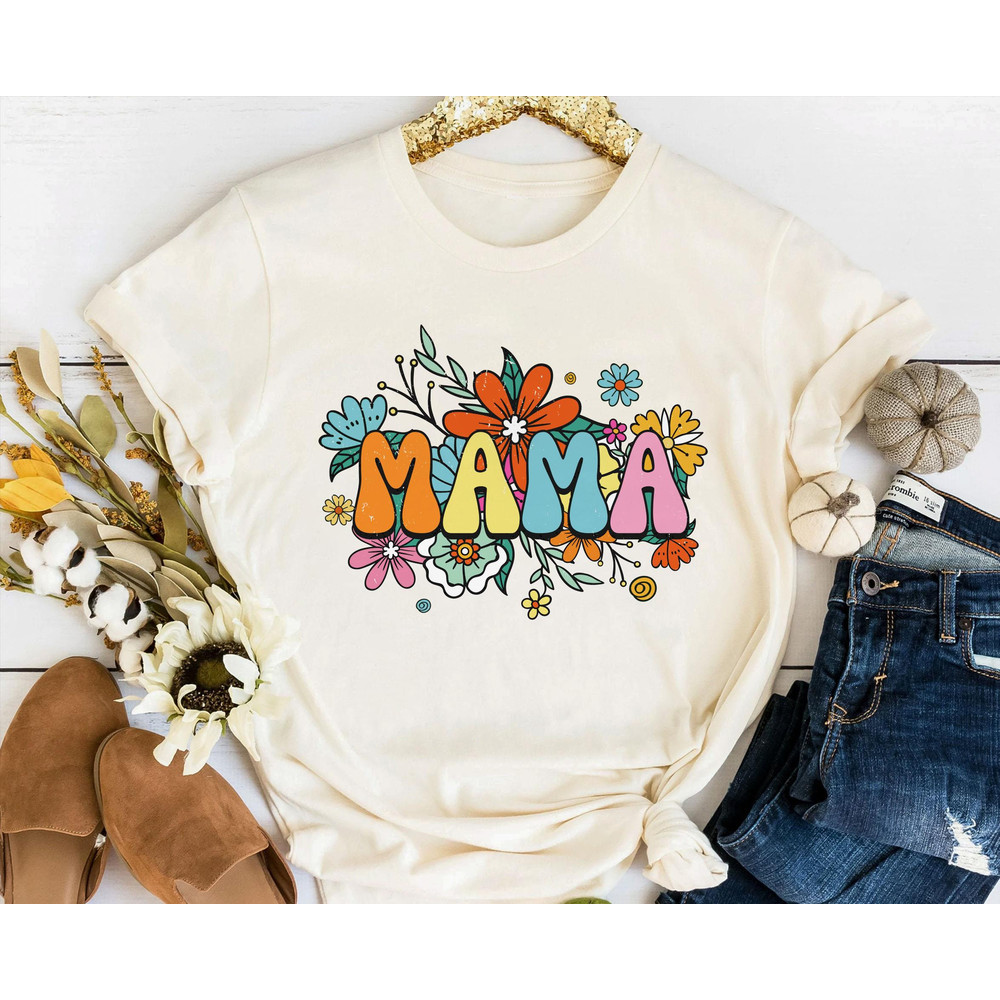 Retro 70s Floral Mama Shirt Mama Flower T-shirt Mother's Day 2023 Gift For Mom Flower Shirt For Mom Mom Shirt For Mother Day - 1.jpg