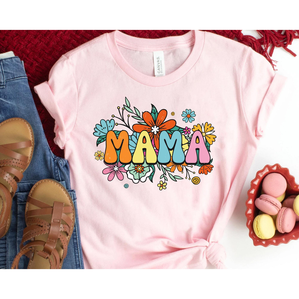 Retro 70s Floral Mama Shirt Mama Flower T-shirt Mother's Day 2023 Gift For Mom Flower Shirt For Mom Mom Shirt For Mother Day - 2.jpg