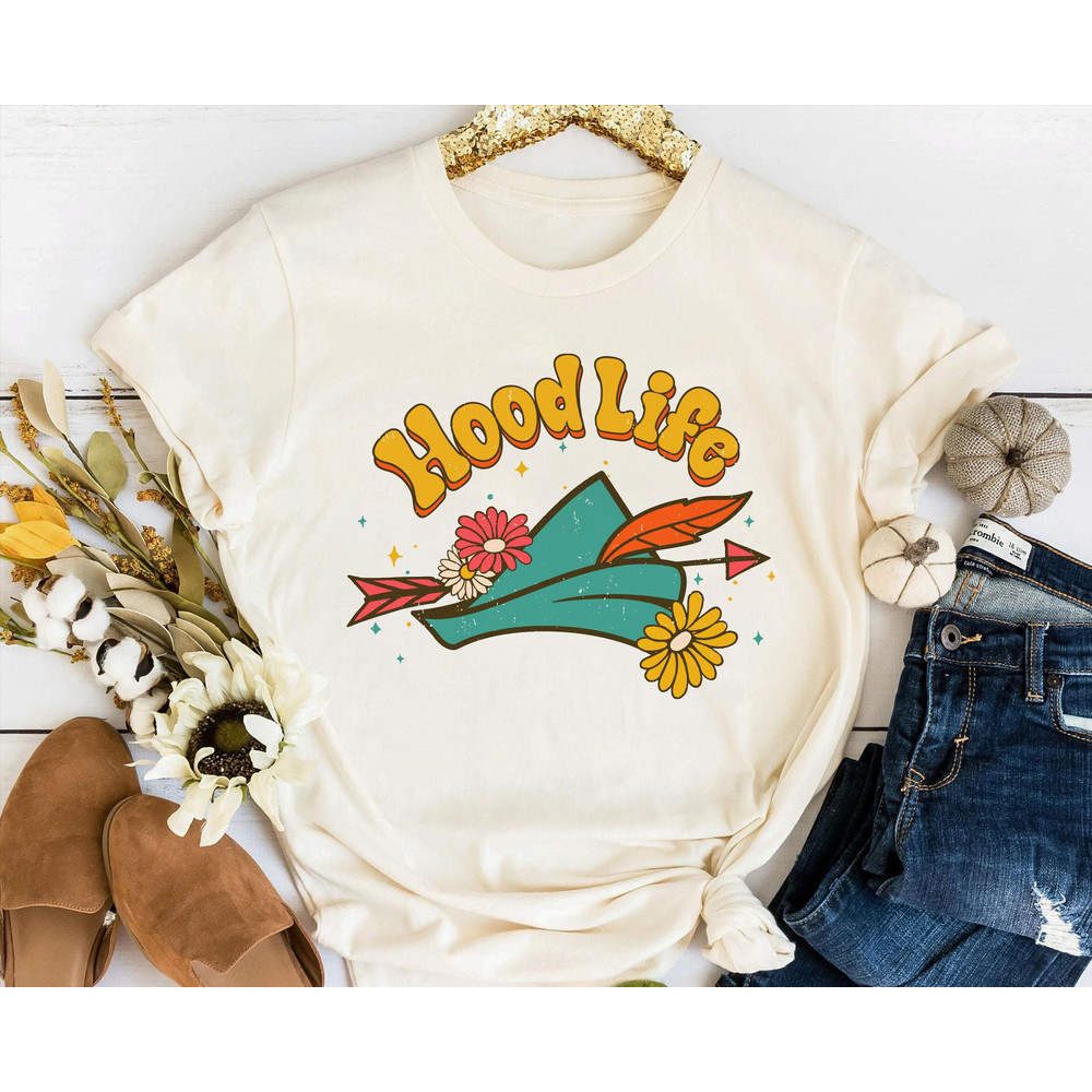 Retro 70s Robin Hood Hat Floral Hood Life Shirt  Funny Disney T-shirt  Magic Kingdom Park  Walt Disney World  Disneyland Trip Outfits - 1.jpg