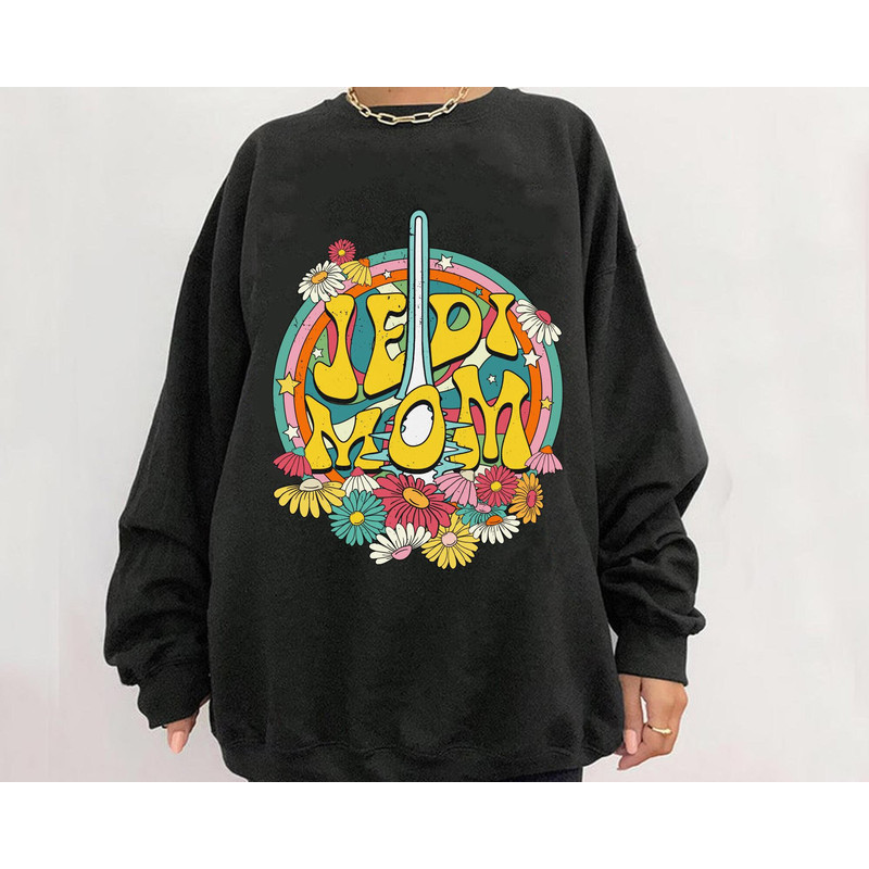Retro 70s Star Wars Jedi Mom Flowers Shirt Mother's Day 2023 Galaxy's Edge Walt Disney World T-shirt Star Wars Mom Gift Ideas - 4.jpg