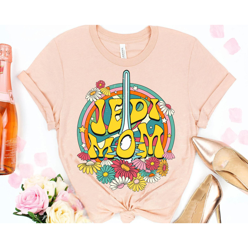Retro 70s Star Wars Jedi Mom Flowers Shirt Mother's Day 2023 Galaxy's Edge Walt Disney World T-shirt Star Wars Mom Gift Ideas - 5.jpg