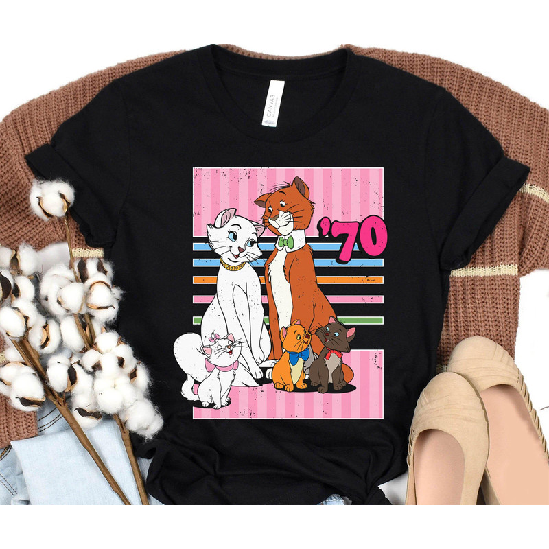 Retro 70s The Aristocats Marie Berlioz Toulouse Duchess Thomas Shirt Disney Cats T-shirt Walt Disney World Disneyland Trip Outfits - 1.jpg