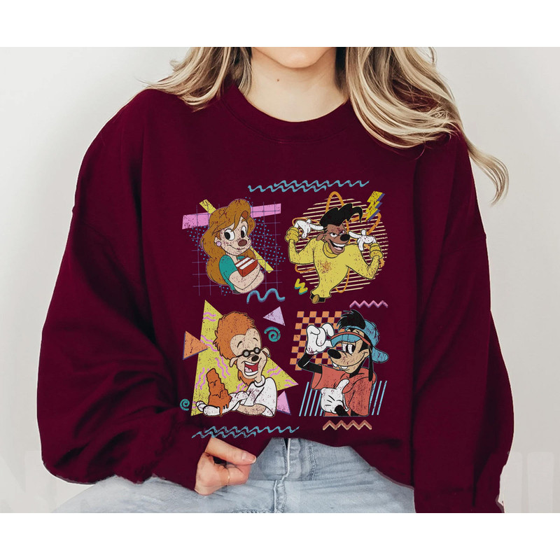 Retro 90s A Goofy Movie Characters Sweatshirt  Max Roxanne Powerline T-shirt  Walt Disney World Tee  Disneyland Family Vacation Trip - 3.jpg