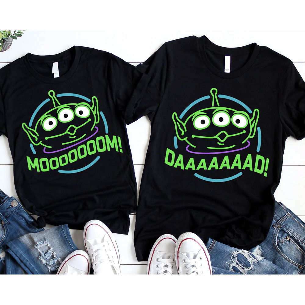 Retro 90s Alien Toy Story Mom Dad Shirt Disney Father Mother Matching T-shirt Mother's Day Shirt Father's Day Gift Disneyland Trip - 1.jpg