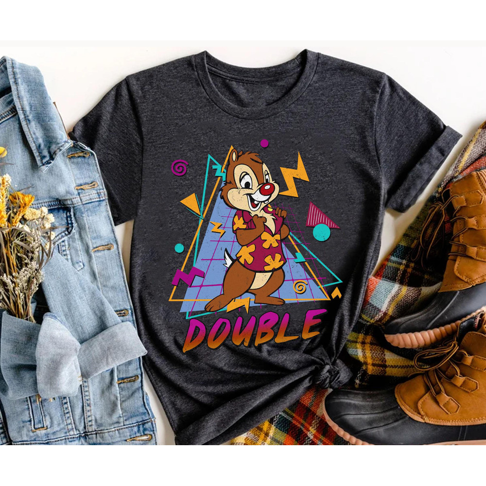 Retro 90s Chip n Dale Double Trouble Shirt Disney Couple Matching T-shirt Walt Disney World Tee Magic Kingdom Disneyland Family Vacation - 4.jpg