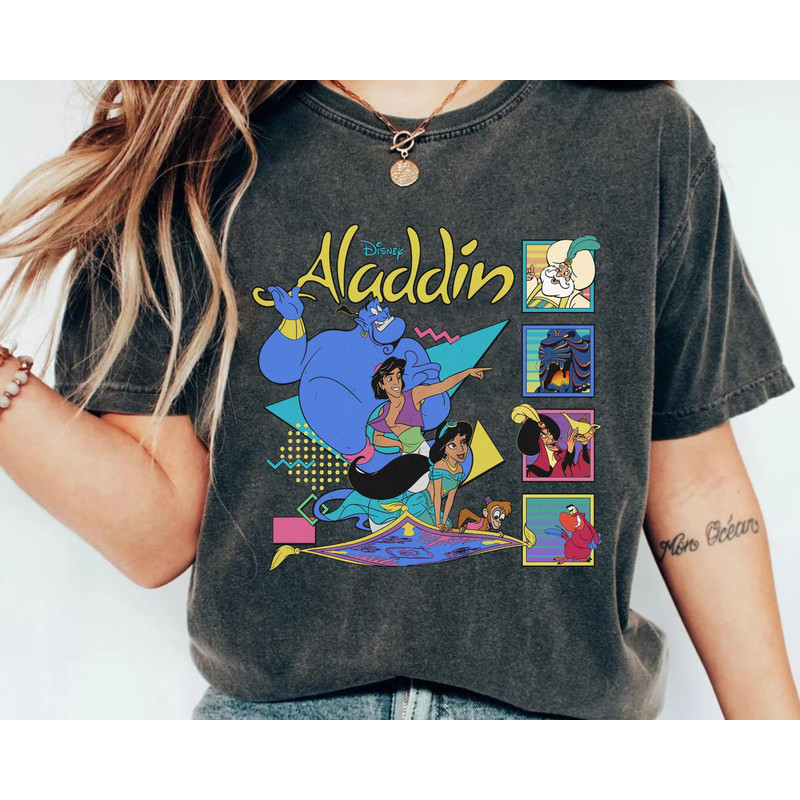 Retro 90s Disney Aladdin Characters Classic Group Shot Shirt  Disney Aladdin Jasmine Genie T-shirt  Disney Birthday  Walt Disney World - 2.jpg