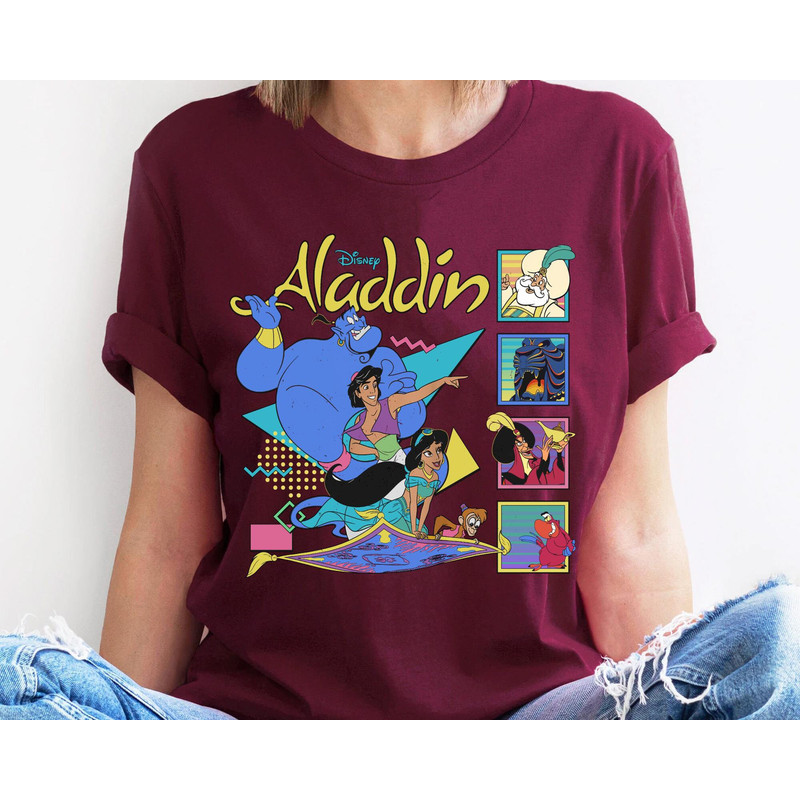 Retro 90s Disney Aladdin Characters Classic Group Shot Shirt  Disney Aladdin Jasmine Genie T-shirt  Disney Birthday  Walt Disney World - 4.jpg