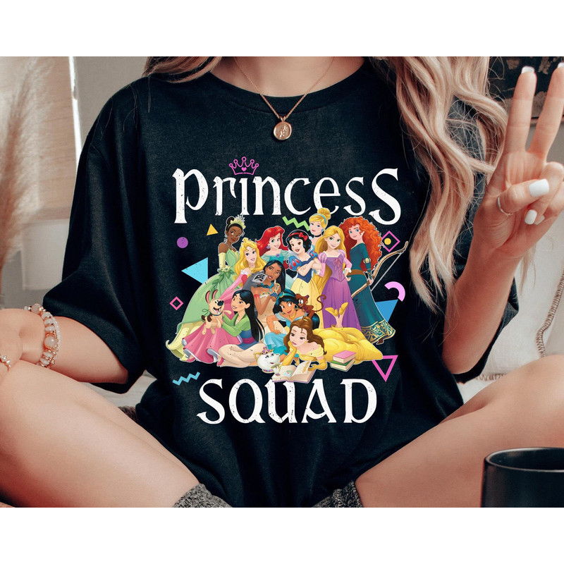 Retro 90s Disney Princess Squad Goal Shirt Disney Belle Snow White Jasmine Tee Disneyland Family Vacation Outfits Walt Disney World - 5.jpg