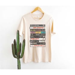 rock cassettes vintage vibe band graphic tee, unisex retro music shirt